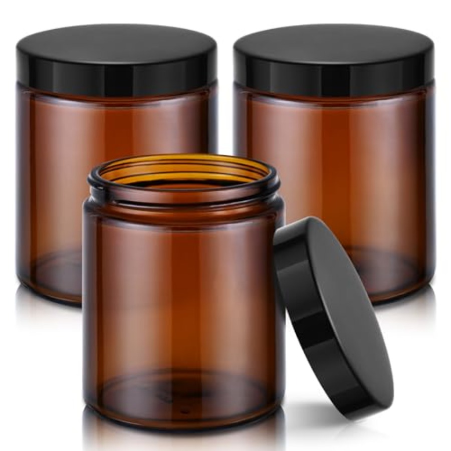 Amber Jar Candle - 8oz Amber Glass Jars with Lids,