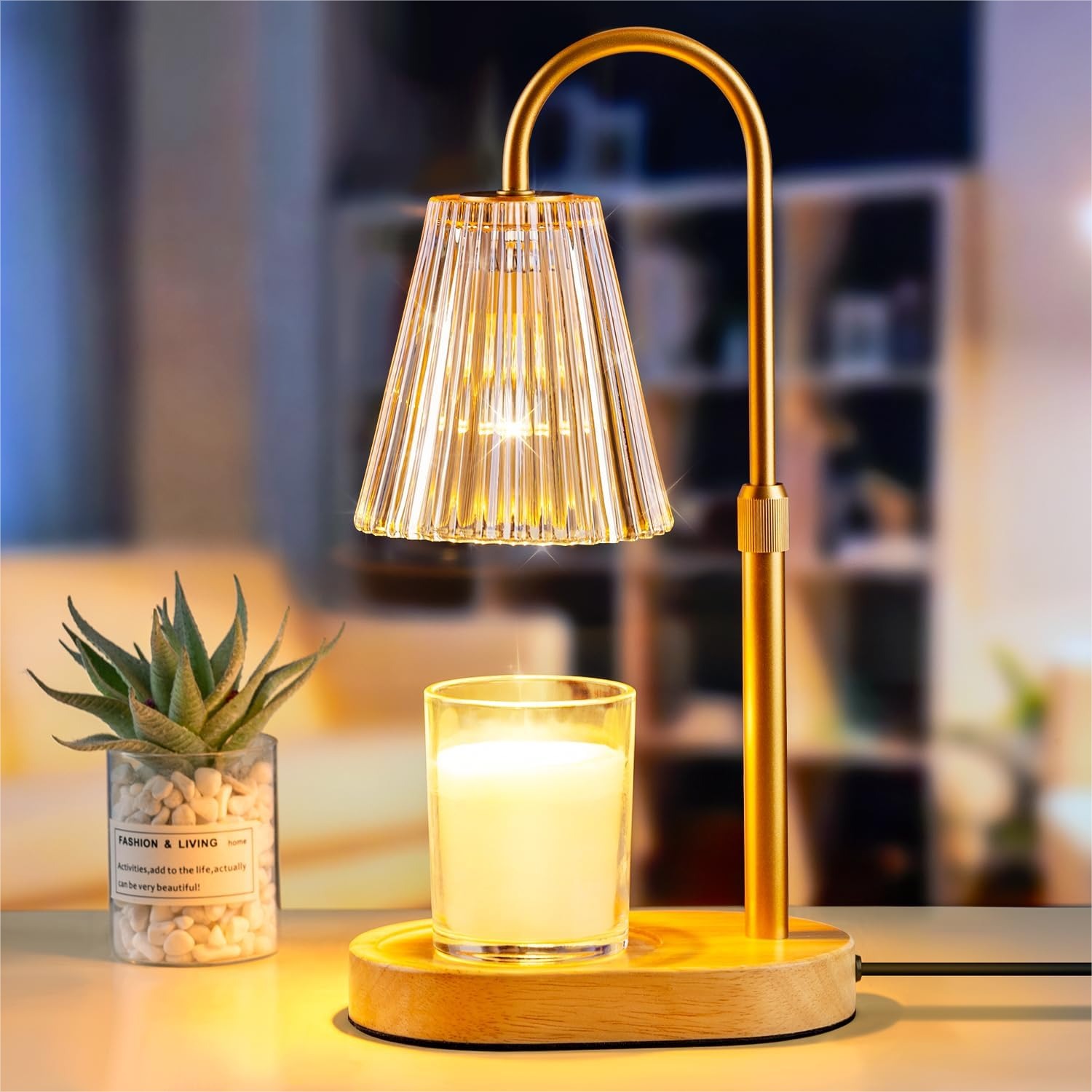 Amber Jar Candle - Candle Warmer Lamp with Timer for