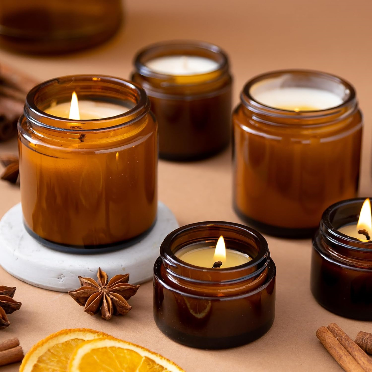 Glass Candle Jars, 4oz Amber R - Amber Jar Candle 리뷰 및 가격