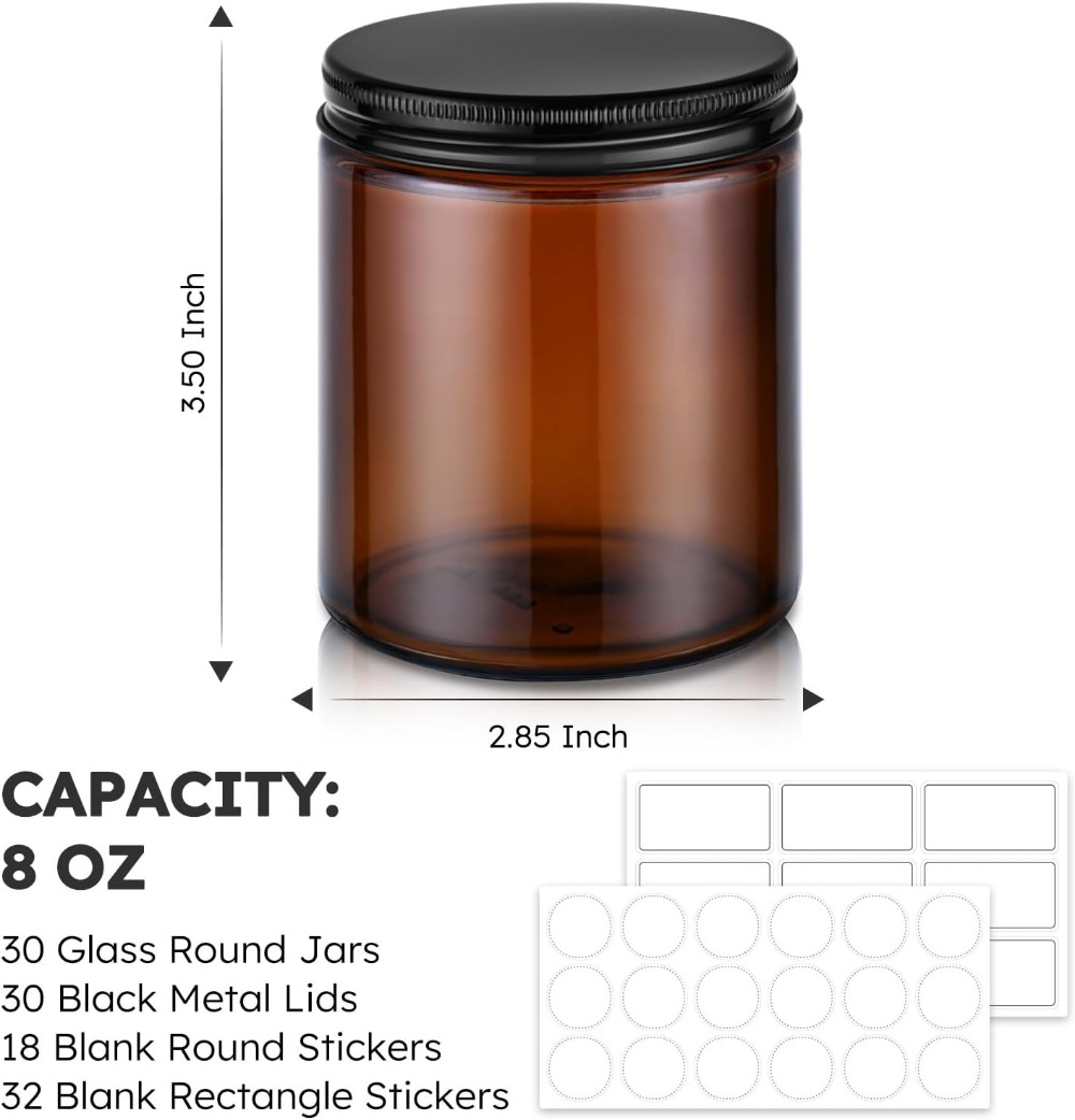 30 Pcs 8oz Amber Glass Jars wi - Amber Jar Candle 리뷰 및 가격