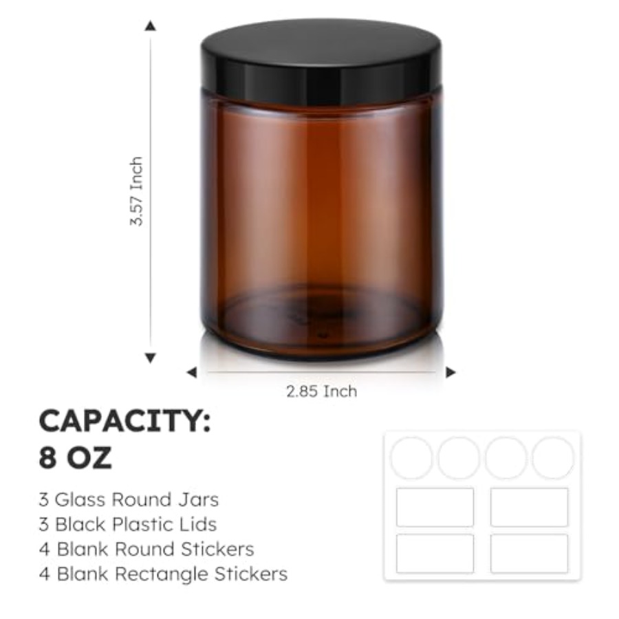 8oz Amber Glass Jars with Lids - Amber Jar Candle 리뷰 및 가격