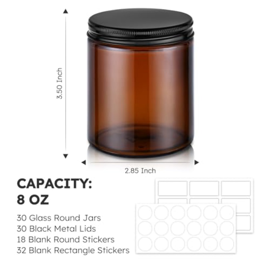 8oz Glass Jars with Lids, 30 P - Amber Jar Candle 리뷰 및 가격