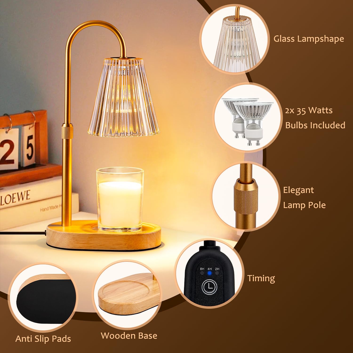 Candle Warmer Lamp with Timer  - Amber Jar Candle 리뷰 및 가격
