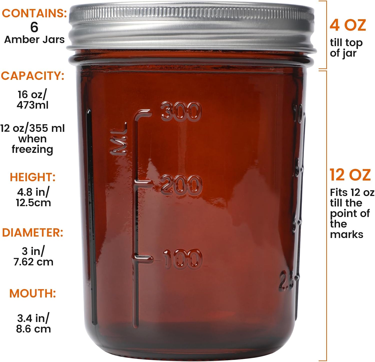 Amber Glass    Jars 16oz - 6 P - Amber Jar Candle 리뷰 및 가격