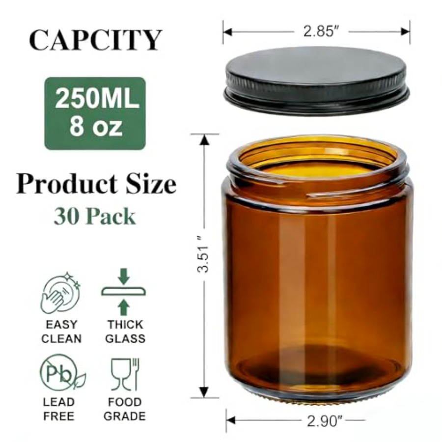 8oz Amber Candle Jars Set of 3 - Amber Jar Candle 리뷰 및 가격