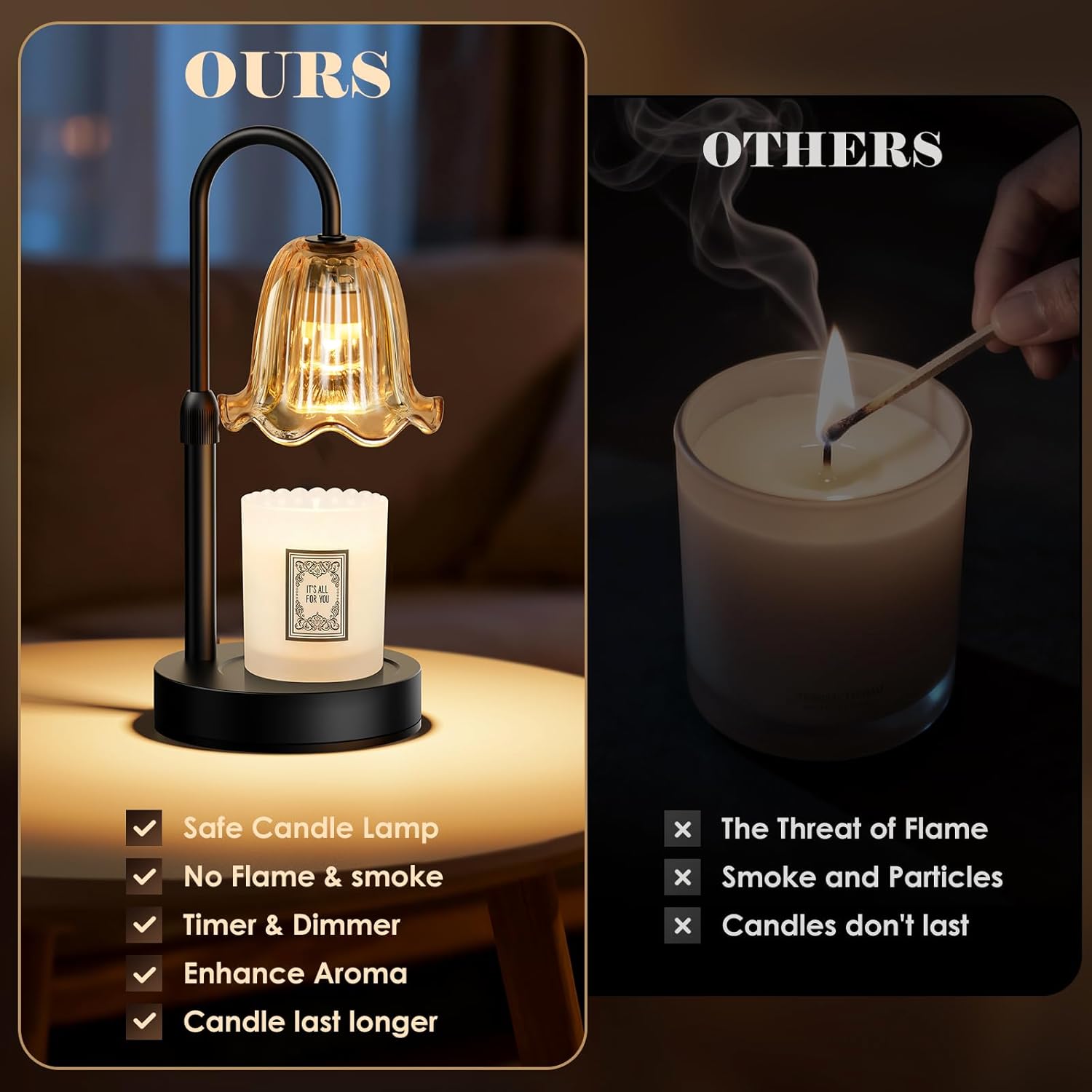 Candle Warmer Lamp with Timer, - Amber Jar Candle 리뷰 및 가격
